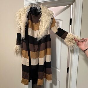 Show Me Your MuMu Multicolor Striped Teddy Jacket